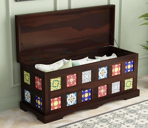 Image of The Attic Jaipur Storage Box, Multipurpose Cabinet for Living Room & Bed room Storage, Solid Wood Classy storage, Walnut Matte Finish