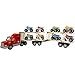 Friction Powered Cars Pretend Play, Friction Driven ATV or Monster Truck Vehicles with Trailer Carrier Truck Toys for Kids, Great Gift for Kids