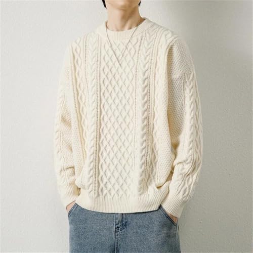 Men's Winter Sweater O-Neck Pullovers Loose Streetwear Knitted Solid Color Sweaters2