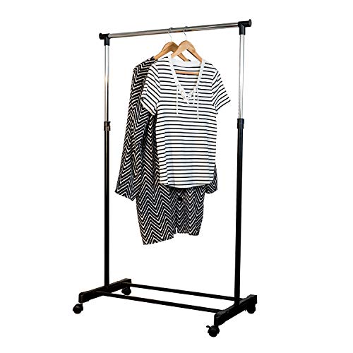 Honey-Can-Do GAR-01122 Adjustable Height Garment Rack, b, 33.1" x 16.7" x 65.75", Chrome/Black