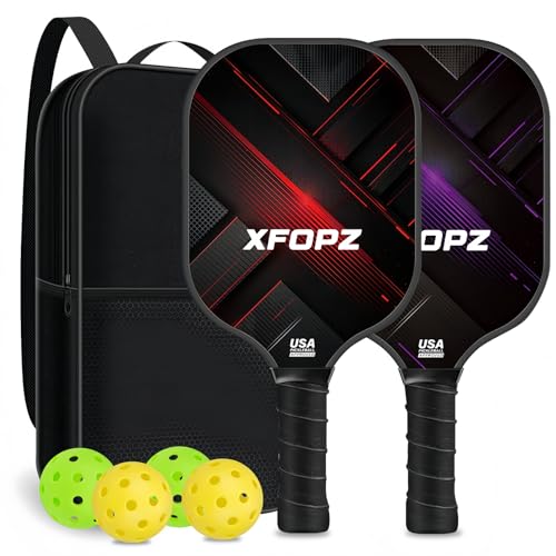 Image of Xfopz Pickleball Paddles Set, Glass Fiber USAPA Approved Pickle Ball Paddle Indoor Outdoor Rackets Pickleballs Racquet Gifts (X)
