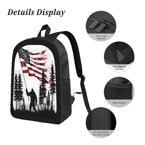 3PCS Backpack for Women Men With Lunch Box Pencil Bag 17 Inch Lightweight Adjustable Strap Back Pack 3 In 1 Set American Flag Man Casual Daypack Unisex Fit Travel Work Camping4