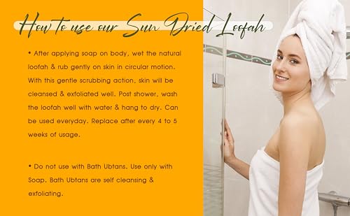 Rfined Routines™ Natural Body Scrubber For Bathing, Loofah For Bathing, Loofah For Men & Women, Bath Scrubber, Organic Sun Dried Luffa For Scrubbing, Body Exfoliator, Pack Of 4 - Image 7