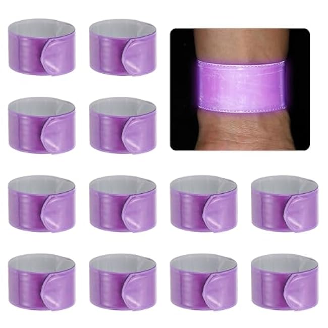 PATIKIL 22cm/8.7in Reflective Bands, 12pcs Reflective Arm Bands Straps Wrist Reflective Running Gear Safety Reflective Straps Bracelets High Visibility for Night Walking Bicycle