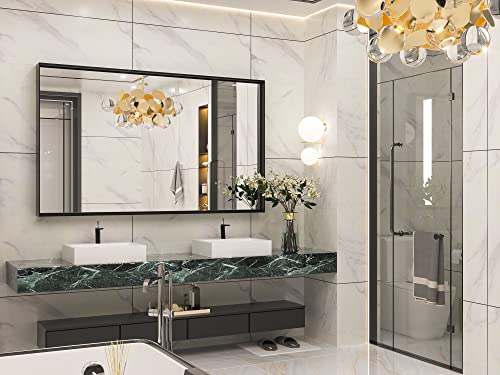 Image of Keonjinn 60x36 Inch Black Bathroom Mirror for Over Sink, Rectangular