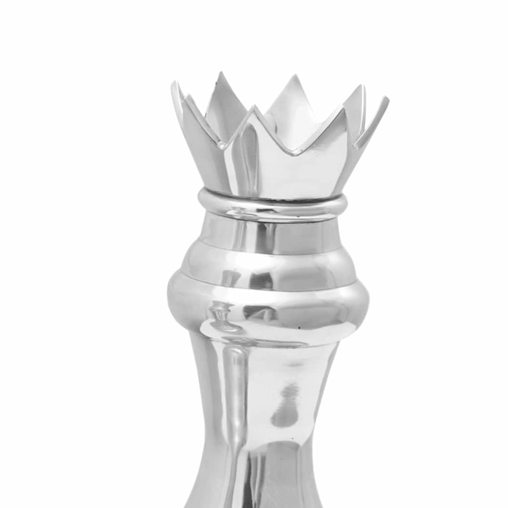 Silberne Skulptur aus Aluminium Set 2 Stück 17 x 17 x 42 cm Hochglanz für Wohnzimmer Regal Kaminsims Fensterbank Eingang Geschenk Erinnerung