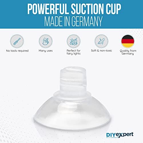 DIYexpert 100s-Pack Suckers for Fairy Lights, 20 mm Saugnap Slotted Vacuum Suction Cups Hook, 100 Pieces
