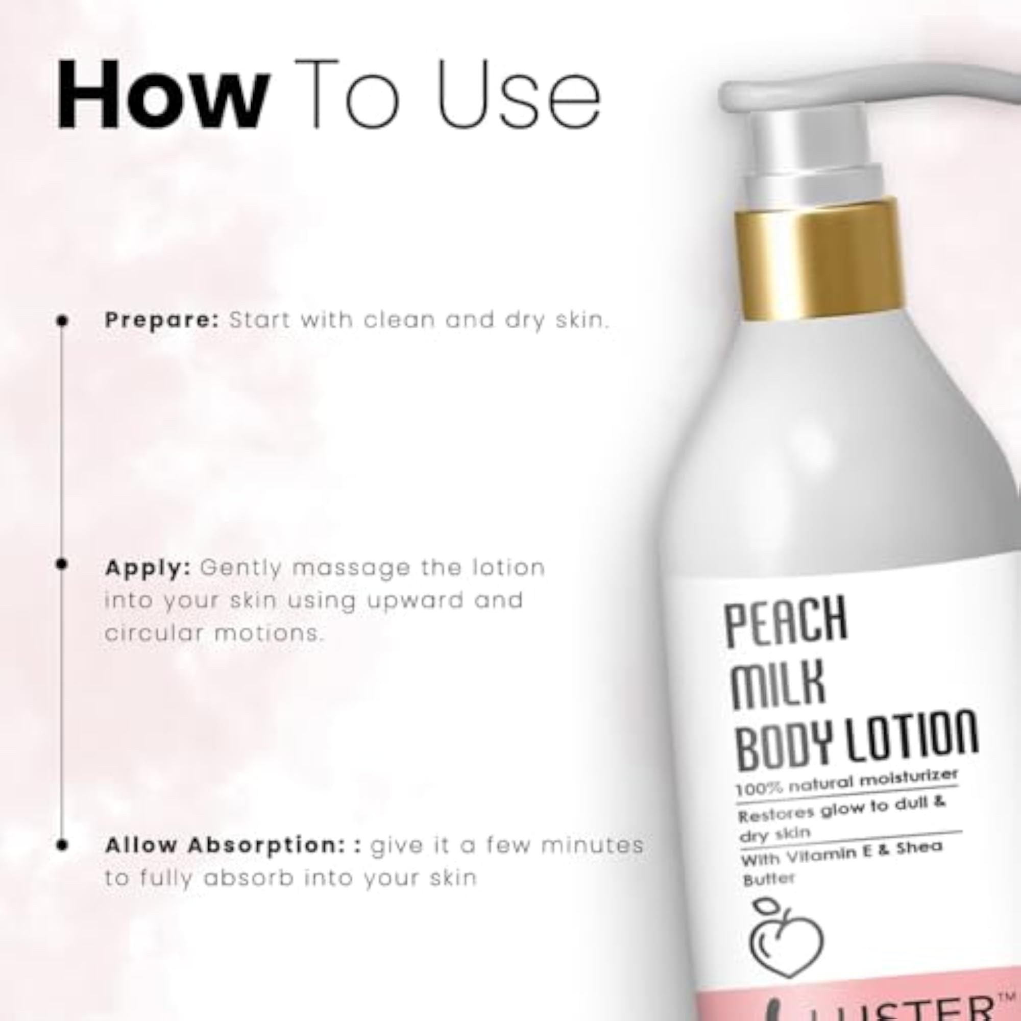 Peach Milk Body Lotion with Vitamin E & Shea Butter