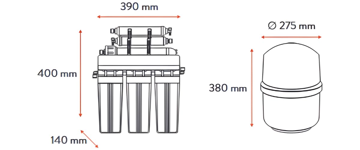 Ari 3-Wege Küchenarmatur Trinkwasser Wasserhahn Chrom Schwenkauslauf Venom im Set mit 7-Stufen Umkehrosmose Wasserfilter Trinkwasseranlage RO7