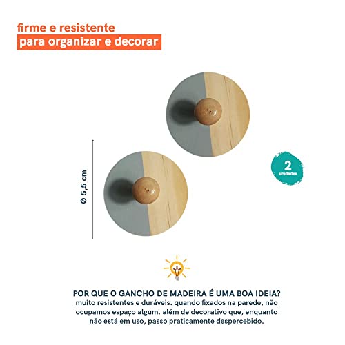 Oikos - Kit 2 Ganchos Adesivos de Parede em Madeira