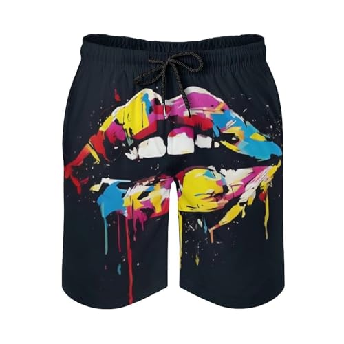 Men Big & Tall Swim Trunks Half Pants Basic Beachwear Plus Size, Quick Dry2