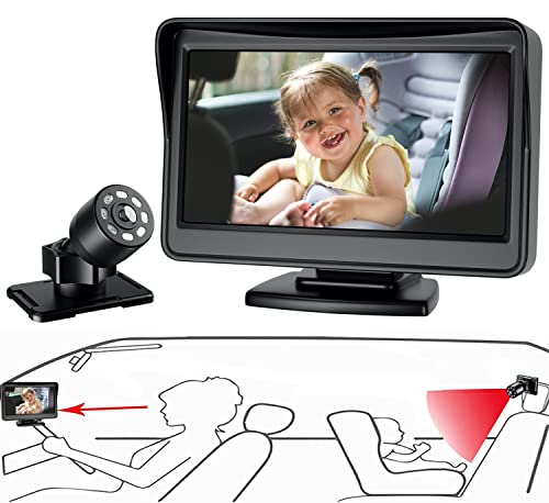 Image of Baby Mirror for Car, Back Seat Baby Car Camera with Night Vision, View Infant in Rear Facing Seat with 4.3-Inch HD Display, Observe The Baby's Every Move at Any Time while Driving