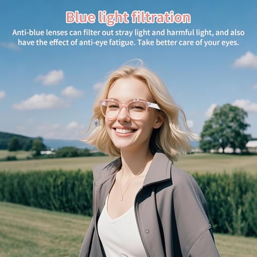 Image of AI Translation Glasses for Women, Clear Blue Light Glasses, Simultaneous Interpretation Eyeglasses for 110+ Languages, Real-Time Translation,Live Recording, Bluetooth Smart Glasses for Business /Travel