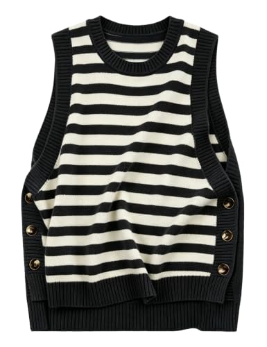 Image of HangNiFang Women's Round Neck Sleeveless Pullover Ribbed Knit Sweater Vest