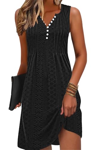 Image of Disamer Beach Dresses for Women 2026 Vacation Swim Cover up V-Neck Summer Dress Button Down Sleeveless Boho Floral Sundress