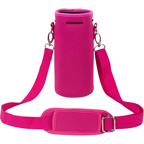 Made Easy Kit Neoprene Water Bottle Carrier Holder Bag Pouch with Adjustable Shoulder Strap Perfect for Carrying Stainless Steel, Water Bottles, Plastic Bottle (Pink, L (32oz / 1.5L))