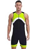 YEAHDOR Men's One Piece Sleeveless Surfing Swimsuit Front Zip Shorty Wetsuit Bodysuit Sun Protection Swimwear Fluorescent Green 4X-Large