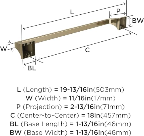 Image of Amerock Mulholland 18 inch Golden Champagne Towel Bar | Decorative bathroom hardware in durable Zinc /Stainless Steel construction; mounting hardware included for easy installation