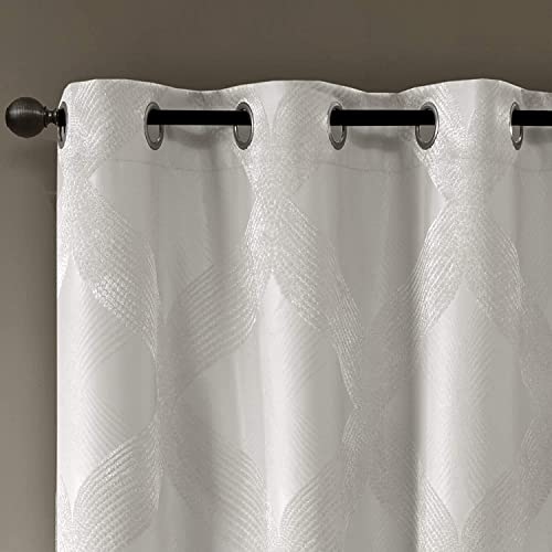 Sun Smart Bentley Total Blackout Curtains Window, Ogee Knitted Jacquard, Grommet Top Living Room Decor, Thermal Insulated Light Blocking Drape For Bedroom And Apartments 50X95, Ivory #TOP2