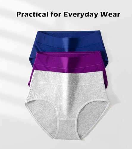 ASIMOON Womens Cotton Underwear High Waisted Postpartum Panties Soft Breathable Full Coverage Ladies Briefs Multipack2