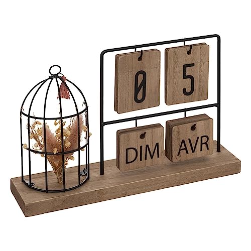 Atmosphera - Calendrier en Bois et métal H18,5cm