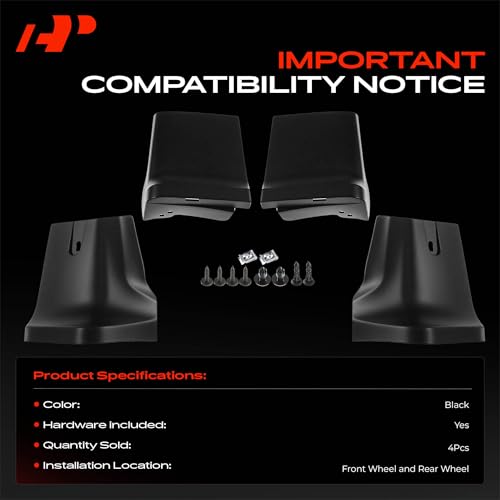 Image of A-Premium Mud Flaps, No Drilling Required Splash Guards with Accessories | Compatible with Lincoln Continental 2018 2019 Sedan, Set of 4 Front and Rear