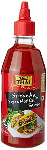 Image of Real THAI Original Thai Cuisine Sriracha Extra Hot Chilli Sauce, 430ml,Red,7259 (Pack of 2)