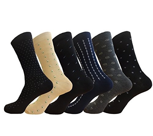 MENS PATTERN DRESS FORMAL SOCKS COTTON BLEND 6 PAIRS SOCKS SIZE 10-13 (