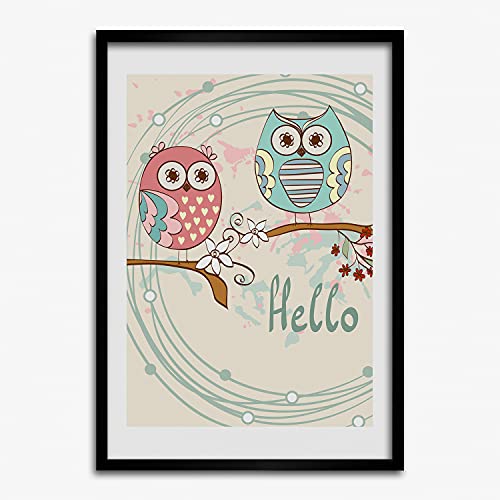 Cadre MDF 50x70 cm Tulup avec affiche de hiboux pour décoration murale moderne