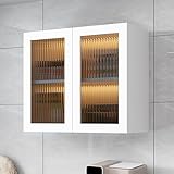 Elegante botiquín de madera para colocar sobre el inodoro con puertas de cristal, almacenamiento de baño que ahorra espacio y estante decorativo para una organización eficiente en el baño, la cocina y