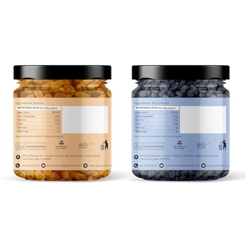 Image of Goshudh Raisin 250g + Black Raisin 250g Combo Pack | Natural Sweetness & High Iron, Improves Digestion & Stamina (500gm Combo Pack)