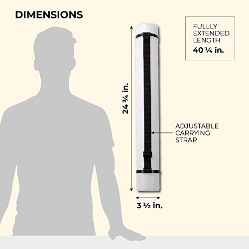 Juvale Document, Blueprint, Drawing, Painting, Portfolio, Expandable Hard Plastic Storage Tube with Strap (White, 24 to 40 in.) - Thumbnail 6