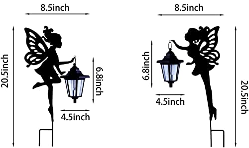 2 Pack Metal Fairy Solar Light Outdoor Decoration, Fairies Hanging Lantern With Ground Stakes Garden Decor, Black Decorative Sign Statue Silhouette Lamp For Outside Lawn, Patio Balcony Yard, Courtyard #TOP1