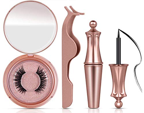 Magnetic Eyeliner Eyelashes Kit For Women,BEENLE Reusable Magnetic Eyelashes Magnetic Lash Liner Kit,Easy to Apply,Natural Looking