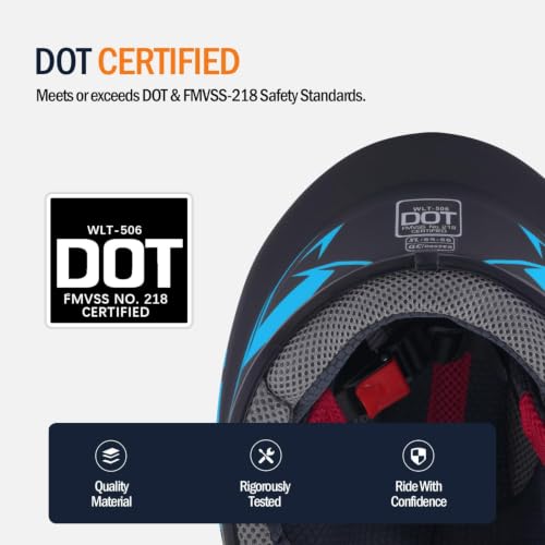 Image of Kids Motorcycle Helmet Full Face DOT Approved | Lightweight Child ATV Electric Dirt Bike Go-Kart Quad 4-Wheeler Mini Motorcycle Street Racing Helmet for Boy Girl Age 5-10