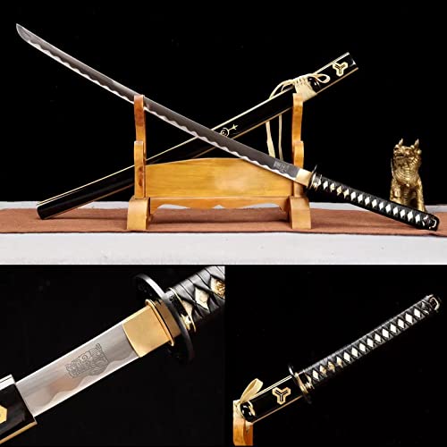 NIANXINN 103cm Kill Bill KatanaEiserner Handschutz HochleistungsstahlklingeMassivholzlackscheideHandgefertigtes echtes Samurai-Schwert für Geschenkdekoration Cosplay Cover