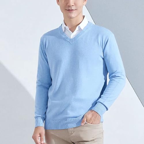 V Neck Solid Color Slim Fit Pullover Sweater Mens Spring Autumn Casual Fashion Elegant Business4