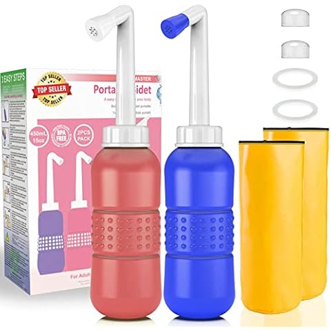 2PCS Perineal Bottle for Postpartum Care - Portable Bidet with Angled Spout for Post Partum Pain Relief. Postpartum Essentials with Storage Bag Cover