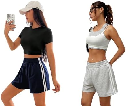 CHHOTE NAWAB Womens Casual Wear Net Stripe Shorts (Net Shorts-Grey,Navy-M)