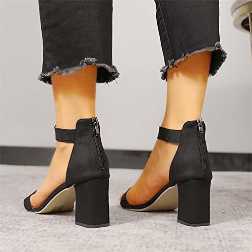 Women's Pearl Strap Open Toe Bridal Sandals Chunky Low Heel Pump Comfort Casual Formal Party Dress Sandals (Black H 5.5 UK)4