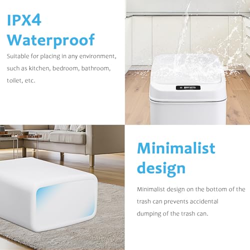 3 Canecas de Basura Automáticas Táctiles Blanco miniatura 5