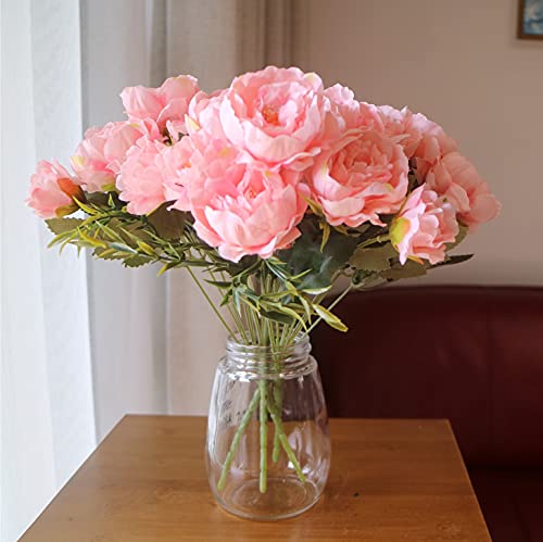 4 paquetes de peonías artificiales rosas de seda para bodas, fiestas, centros de mesa, arreglos florales, decoración de la cocina del hogar (rosa)
