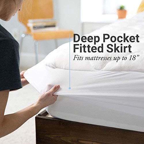 Pillowtop Mattress Topper with Fitted Skirt - Extra Plush Pad Found in Marriott Hotels - Made in The USA, Twin Size - Thumbnail 2