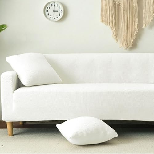 Hixingo Einfarbig 1 2 3 4 Sitzer Sofa Überzug, Stretch rutschfest Sofabezug, Alles Inklusive Verdickt Couch Überzug Waschbar Sofa Cover, Couchdecke für Wohnzimmer Wohnkultur (Weiß,3-Sitzer)