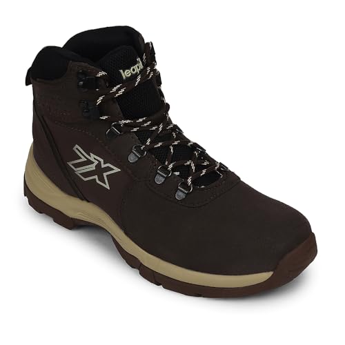 Image of Liberty Leap7x Platinum-E Men Sports High Ankle Trekking Shoes - Black & Brown | Comfortable and Durable | Suitable for Walking, Running, Outdoor and Hiking Footwear for Man | Cushioned Footbed