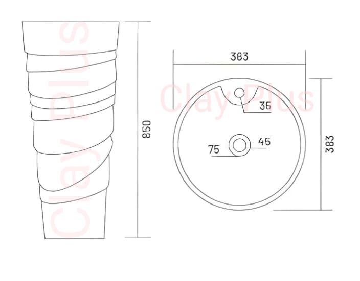 Image of Clay Plus Damru Pedestal Free Standing One Piece Premium Ceramic Wash Basin Single Bowl Sink For Bathroom, Kitchen, Hotel & Livingroom | Designer Modern ROUND (RIO)