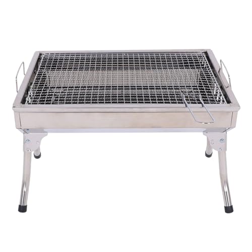 Parrilla de carbón portátil plegable de barbacoa 18.3x12.8x12.4 Smoker de mesa de barbacoa de acero inoxidable
