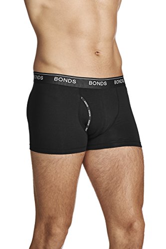 image for Bonds Men's Underwear Cotton Blend Guyfront Trunk, Black, Medium (1 Pa