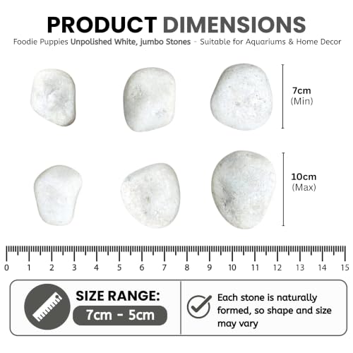 Image of Foodie Puppies Unpolished White Decorative Stones (20Kg, Jumbo Extra Large) (8cm - 12cm) for Garden Landscaping, Swimming Pools, Fish Tanks, Home Decor, Indoor & Outdoor Decorative Pebbles