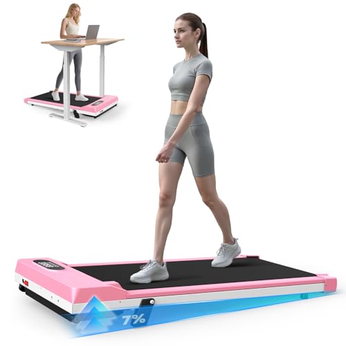 Dskeuzeew Laufband Walking Pad mit Neigung - Laufbänder für Zuhause Büro Steigung Schreibtisch Laufpad Laufgerät Elektrisch Walkpad Gehband Laufpad Treadmill (Rosa)
